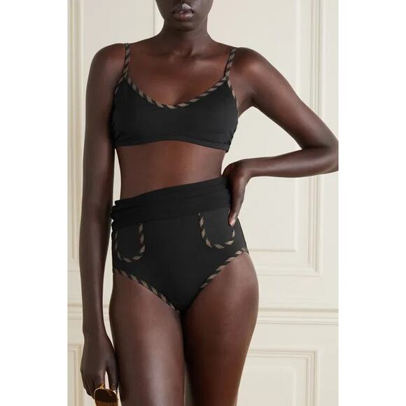 Eres Espadrille Lurex-Trimmed Bikini Top Black - 8